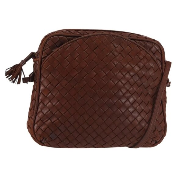 Bottega Veneta Handbags - BOTTEGA VENETA INTRECCIATO Shoulder Bag Leather Brown Gold Auth bs29094